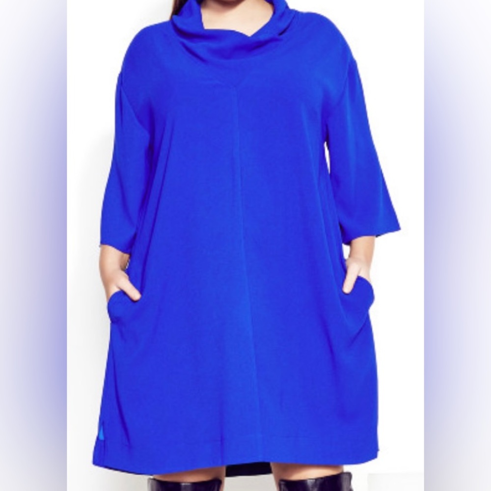 CITY CHIC Women’s Plus Size Refinity Cowl Dress in Cobalt/Royal Blue - 20W